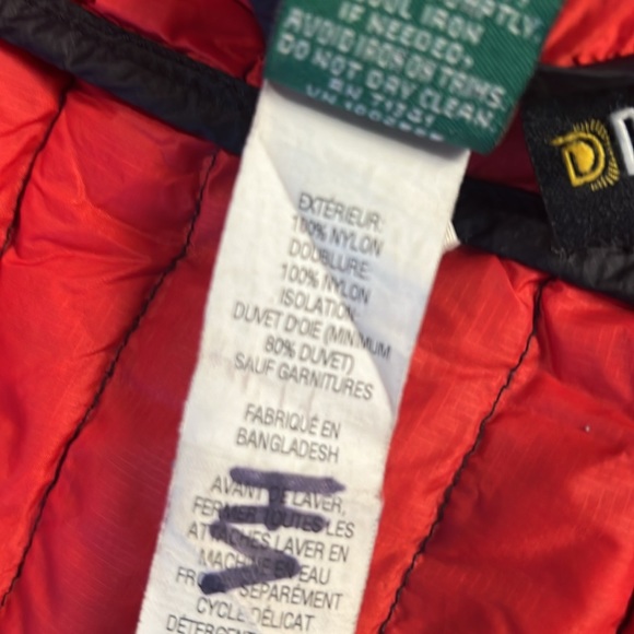 LL Bean kids jacket Small 8 black and red play coat goose down preowned packable - Picture 9 of 10